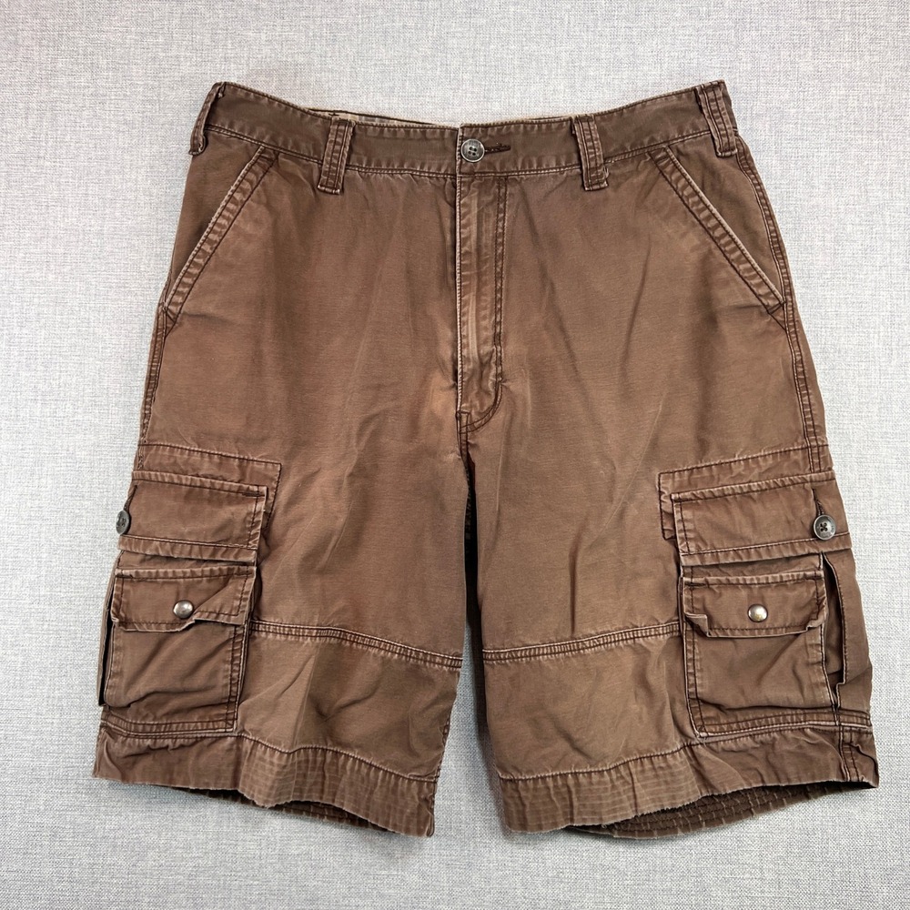 VTG Y2K Levi's Squad Cargo Shorts Men 36x11 Brown Cotton Utility Casual Faded